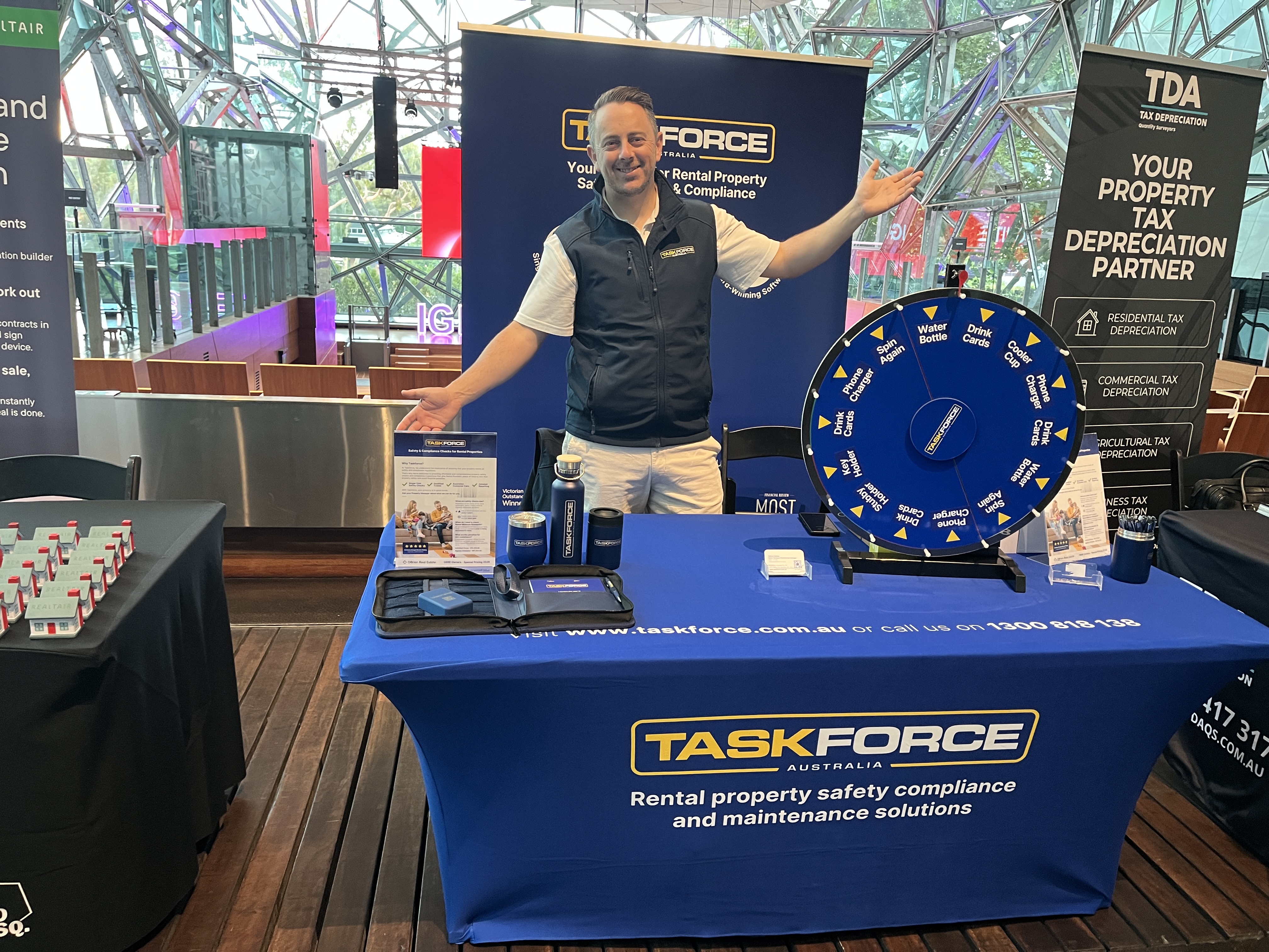 Taskforce Australian team member having fun at a real estate partner event 